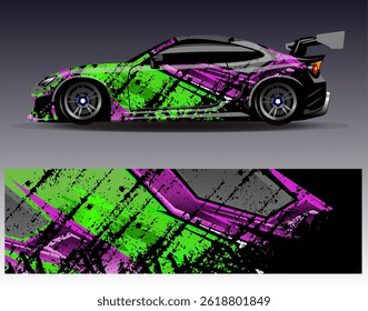 Car wrap design vector. Graphic abstract stripe racing background designs for vehicle, rally, race, adventure and car racing livery