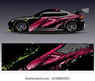 Vector de diseño de envoltura de coche. Diseños abstractos gráficos del fondo de las carreras de la raya para el vehículo, el rally, la carrera, la aventura y la librea de las carreras de coches