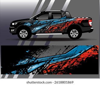 Car wrap design vector. Graphic abstract stripe racing background designs for vehicle, rally, race, adventure and car racing livery