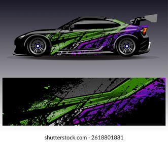 Car wrap design vector. Graphic abstract stripe racing background designs for vehicle, rally, race, adventure and car racing livery