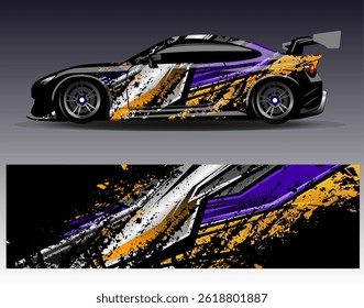 Car wrap design vector. Graphic abstract stripe racing background designs for vehicle, rally, race, adventure and car racing livery
