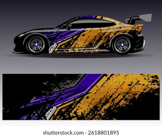 Car wrap design vector. Graphic abstract stripe racing background designs for vehicle, rally, race, adventure and car racing livery