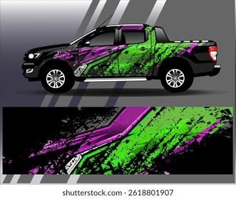 Car wrap design vector. Graphic abstract stripe racing background designs for vehicle, rally, race, adventure and car racing livery