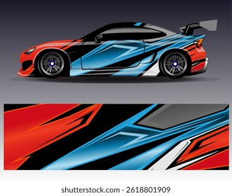 Car wrap design vector. Graphic abstract stripe racing background designs for vehicle, rally, race, adventure and car racing livery