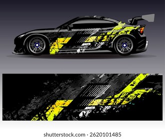 Car wrap design vector. Graphic abstract stripe racing background designs for vehicle, rally, race, adventure and car racing livery