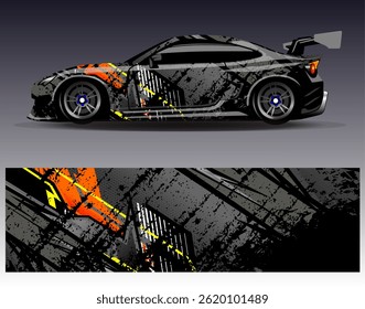 Car wrap design vector. Graphic abstract stripe racing background designs for vehicle, rally, race, adventure and car racing livery