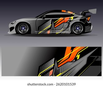 Car wrap design vector. Graphic abstract stripe racing background designs for vehicle, rally, race, adventure and car racing livery