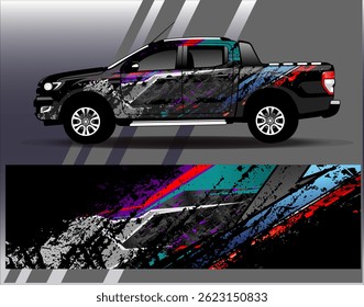 Car wrap design vector. Graphic abstract stripe racing background designs for vehicle, rally, race, adventure and car racing livery