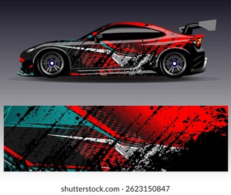 Car wrap design vector. Graphic abstract stripe racing background designs for vehicle, rally, race, adventure and car racing livery
