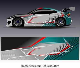 Car wrap design vector. Graphic abstract stripe racing background designs for vehicle, rally, race, adventure and car racing livery