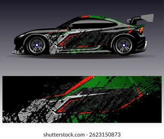 Vector de diseño de envoltura de coche. Diseños abstractos gráficos del fondo de las carreras de la raya para el vehículo, el rally, la carrera, la aventura y la librea de las carreras de coches