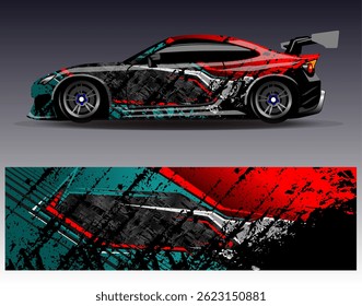 Vector de diseño de envoltura de coche. Diseños abstractos gráficos del fondo de las carreras de la raya para el vehículo, el rally, la carrera, la aventura y la librea de las carreras de coches