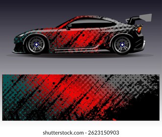 Car wrap design vector. Graphic abstract stripe racing background designs for vehicle, rally, race, adventure and car racing livery