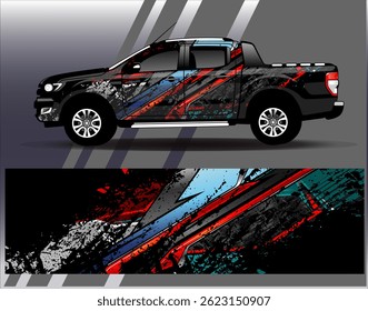 Car wrap design vector. Graphic abstract stripe racing background designs for vehicle, rally, race, adventure and car racing livery