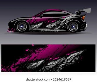 Vector de diseño de envoltura de coche. Diseños abstractos gráficos del fondo de las carreras de la raya para el vehículo, el rally, la carrera, la aventura y la librea de las carreras de coches