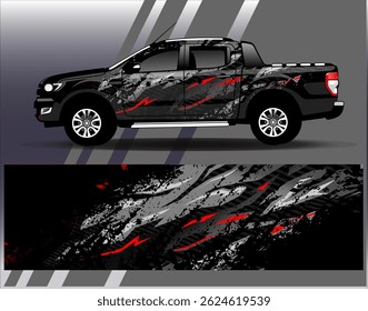 Car wrap design vector. Graphic abstract stripe racing background designs for vehicle, rally, race, adventure and car racing livery