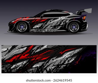 Vector de diseño de envoltura de coche. Diseños abstractos gráficos del fondo de las carreras de la raya para el vehículo, el rally, la carrera, la aventura y la librea de las carreras de coches