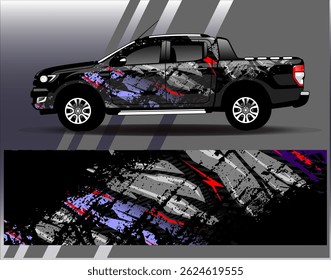 Car wrap design vector. Graphic abstract stripe racing background designs for vehicle, rally, race, adventure and car racing livery