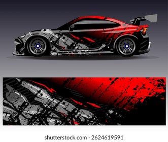 Vector de diseño de envoltura de coche. Diseños abstractos gráficos del fondo de las carreras de la raya para el vehículo, el rally, la carrera, la aventura y la librea de las carreras de coches