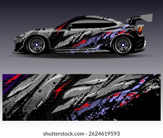 Vector de diseño de envoltura de coche. Diseños abstractos gráficos del fondo de las carreras de la raya para el vehículo, el rally, la carrera, la aventura y la librea de las carreras de coches