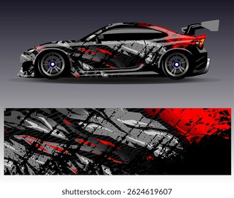 Car wrap design vector. Graphic abstract stripe racing background designs for vehicle, rally, race, adventure and car racing livery