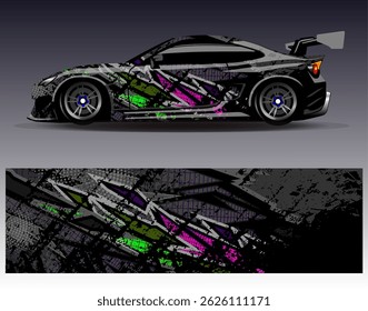 Car wrap design vector. Graphic abstract stripe racing background designs for vehicle, rally, race, adventure and car racing livery