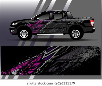 Car wrap design vector. Graphic abstract stripe racing background designs for vehicle, rally, race, adventure and car racing livery