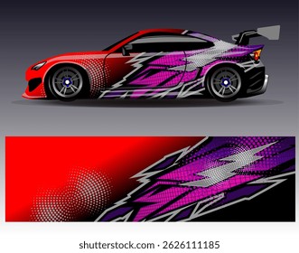 Car wrap design vector. Graphic abstract stripe racing background designs for vehicle, rally, race, adventure and car racing livery