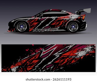Vector de diseño de envoltura de coche. Diseños abstractos gráficos del fondo de las carreras de la raya para el vehículo, el rally, la carrera, la aventura y la librea de las carreras de coches