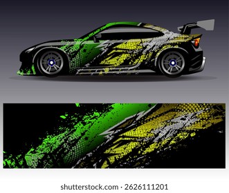 Car wrap design vector. Graphic abstract stripe racing background designs for vehicle, rally, race, adventure and car racing livery