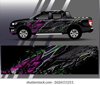 Vector de diseño de envoltura de coche. Diseños abstractos gráficos del fondo de las carreras de la raya para el vehículo, el rally, la carrera, la aventura y la librea de las carreras de coches