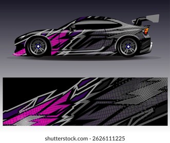 Vector de diseño de envoltura de coche. Diseños abstractos gráficos del fondo de las carreras de la raya para el vehículo, el rally, la carrera, la aventura y la librea de las carreras de coches
