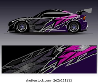 Car wrap design vector. Graphic abstract stripe racing background designs for vehicle, rally, race, adventure and car racing livery