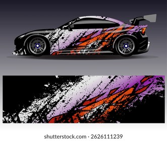Vector de diseño de envoltura de coche. Diseños abstractos gráficos del fondo de las carreras de la raya para el vehículo, el rally, la carrera, la aventura y la librea de las carreras de coches