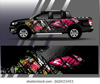 Vector de diseño de envoltura de coche. Diseños abstractos gráficos del fondo de las carreras de la raya para el vehículo, el rally, la carrera, la aventura y la librea de las carreras de coches