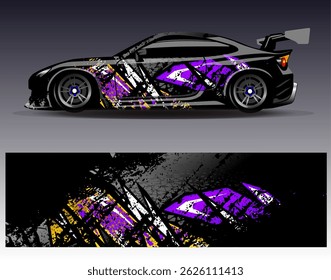 Car wrap design vector. Graphic abstract stripe racing background designs for vehicle, rally, race, adventure and car racing livery