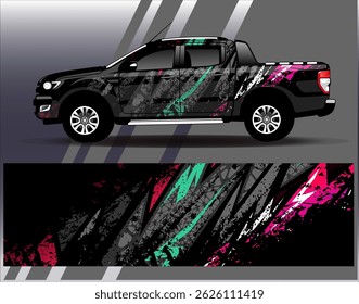 Vector de diseño de envoltura de coche. Diseños abstractos gráficos del fondo de las carreras de la raya para el vehículo, el rally, la carrera, la aventura y la librea de las carreras de coches