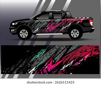 Vector de diseño de envoltura de coche. Diseños abstractos gráficos del fondo de las carreras de la raya para el vehículo, el rally, la carrera, la aventura y la librea de las carreras de coches