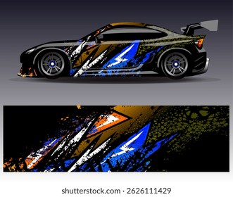 Vector de diseño de envoltura de coche. Diseños abstractos gráficos del fondo de las carreras de la raya para el vehículo, el rally, la carrera, la aventura y la librea de las carreras de coches