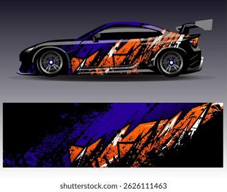 Car wrap design vector. Graphic abstract stripe racing background designs for vehicle, rally, race, adventure and car racing livery