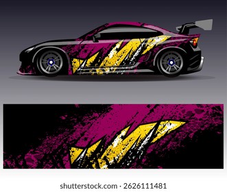 Vector de diseño de envoltura de coche. Diseños abstractos gráficos del fondo de las carreras de la raya para el vehículo, el rally, la carrera, la aventura y la librea de las carreras de coches