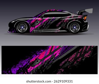Car wrap design vector. Graphic abstract stripe racing background designs for vehicle, rally, race, adventure and car racing livery