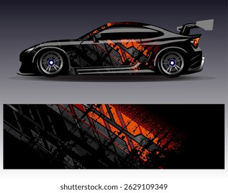 Car wrap design vector. Graphic abstract stripe racing background designs for vehicle, rally, race, adventure and car racing livery