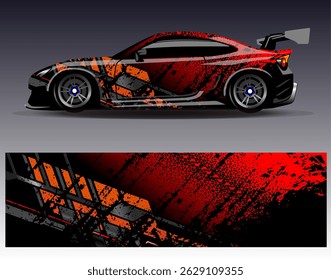 Car wrap design vector. Graphic abstract stripe racing background designs for vehicle, rally, race, adventure and car racing livery