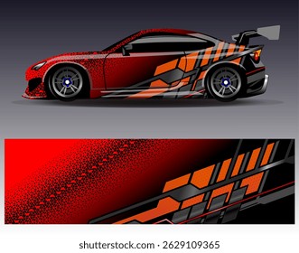 Car wrap design vector. Graphic abstract stripe racing background designs for vehicle, rally, race, adventure and car racing livery