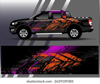 Car wrap design vector. Graphic abstract stripe racing background designs for vehicle, rally, race, adventure and car racing livery