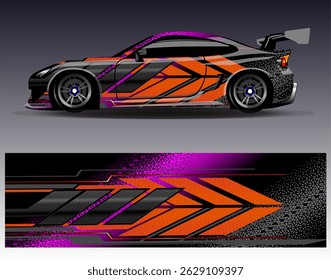 Vetor de design de envoltório de carro. Gráfico abstrato stripe projetos de fundo de corrida para veículo, rali, corrida, aventura e carro de corrida de livery
