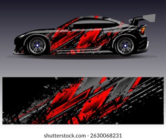 Vector de diseño de envoltura de coche. Diseños abstractos gráficos del fondo de las carreras de la raya para el vehículo, el rally, la carrera, la aventura y la librea de las carreras de coches