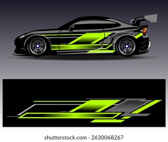 Car wrap design vector. Graphic abstract stripe racing background designs for vehicle, rally, race, adventure and car racing livery
