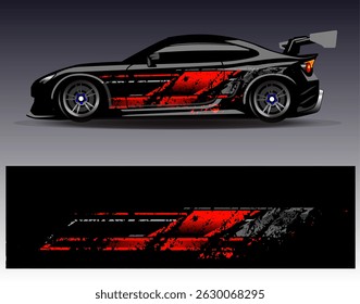 Car wrap design vector. Graphic abstract stripe racing background designs for vehicle, rally, race, adventure and car racing livery